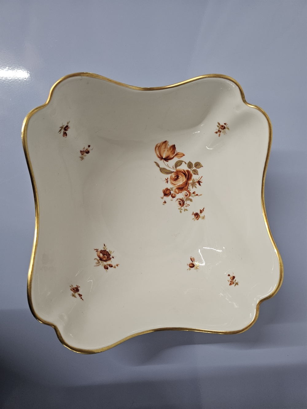 Antique Oscar Schaller & Co. Bavarian Porcelain Scalloped Candy / Serving Dish